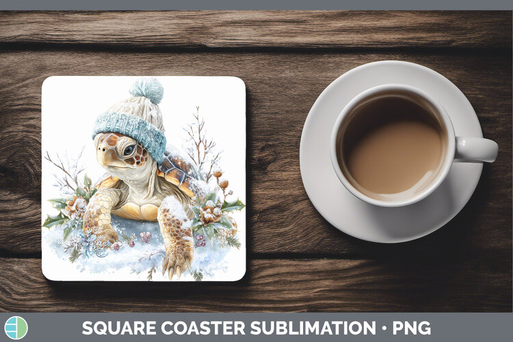 GorgeousAnimals Winter Knit Hat Square Coaster design.
