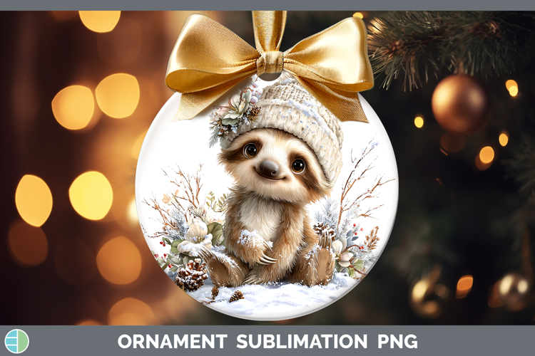 Sloth Animals Winter Knit Hat Ornament Sublimation Design