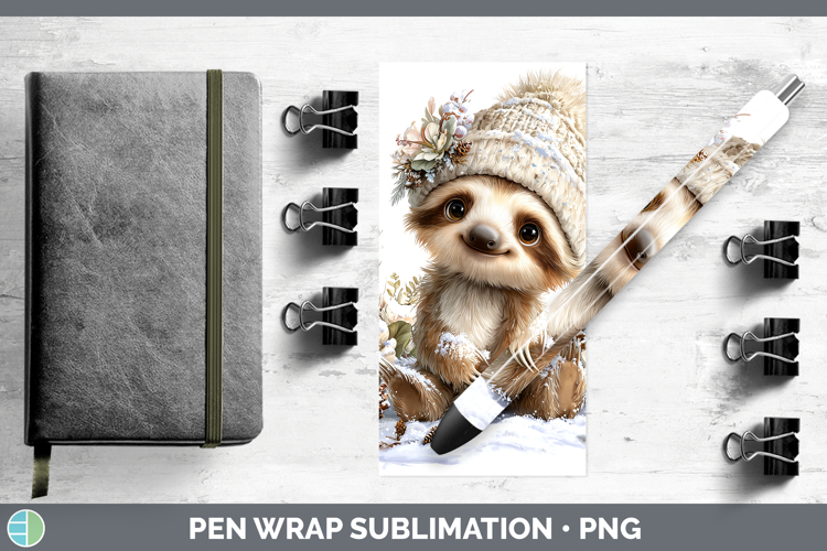 Sloth Animals Winter Knit Hat Pen Wrap Sublimation Design