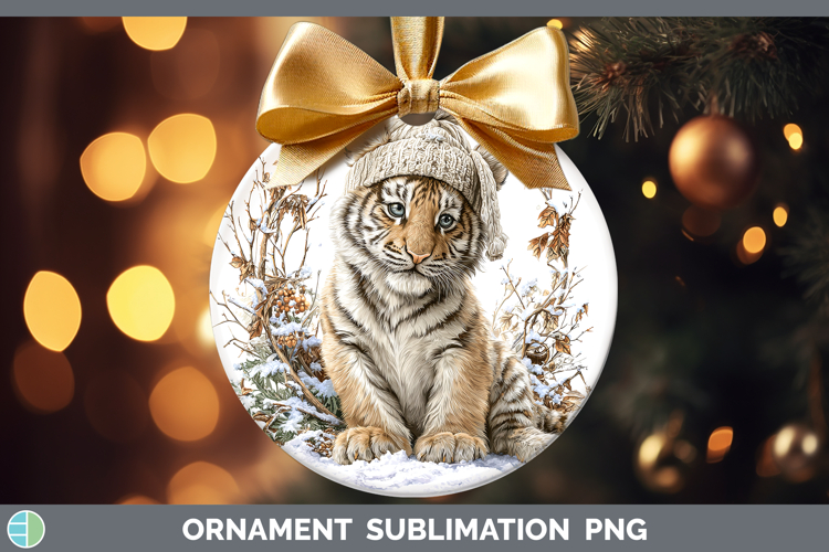 Tiger Animals Winter Knit Hat Ornament Sublimation Design