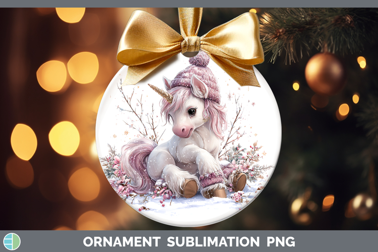 Unicorn Animals Winter Knit Hat Ornament Sublimation Design