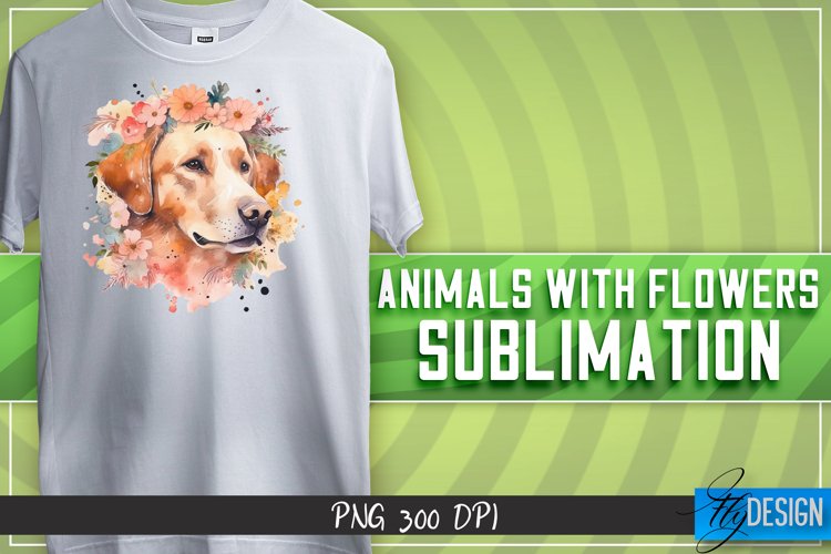 Animals with Flowers Sublimation Design|Animals Sublimation