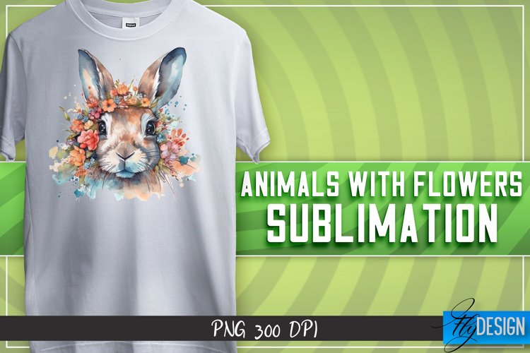 Animals with Flowers Sublimation Design|Animals Sublimation
