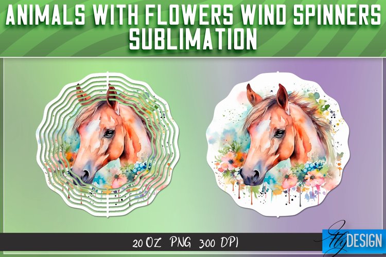 Animals with Flowers Wind Spinners Sublimation| PNG Design