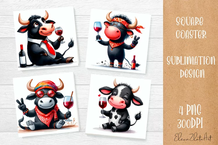 Funny cow Coaster Sublimation | Cow Square Coaster