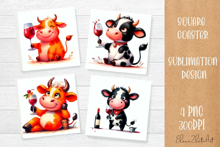 Funny cow Coaster Sublimation | Cow Square Coaster