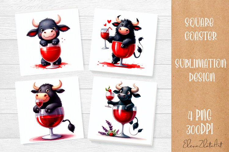 Funny cow Coaster Sublimation | Cow Square Coaster example image 1