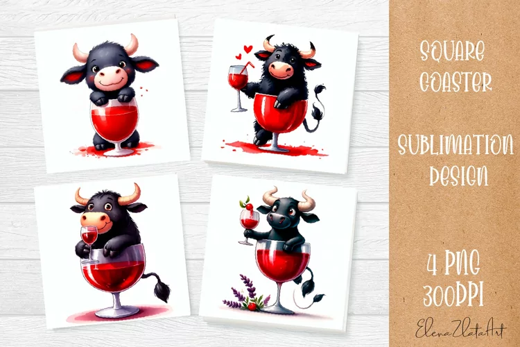 Funny cow Coaster Sublimation | Cow Square Coaster