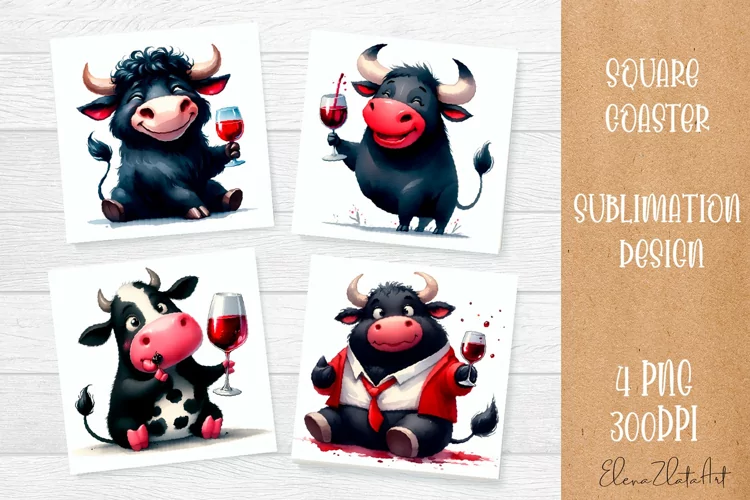 Funny cow Coaster Sublimation | Cow Square Coaster