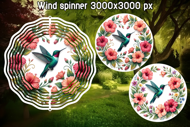 Hummingbird Hibiscus Wind Spinner PNG