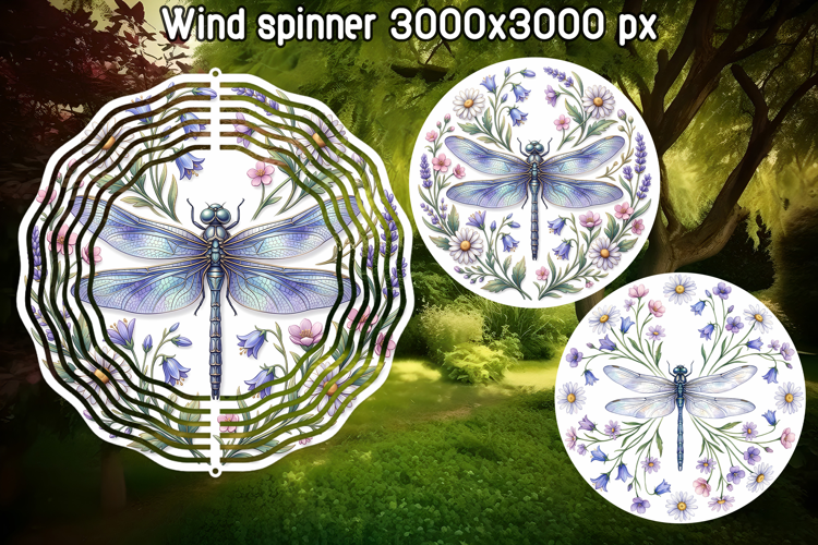 Dragonfly Wildflower Wind Spinner PNG