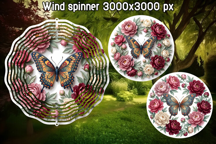 Butterfly Peony Wind Spinner PNG example image 1