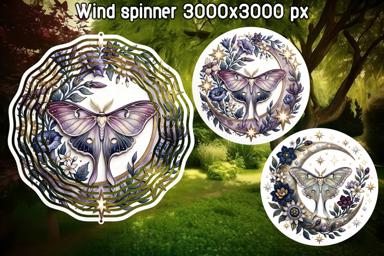 Luna Moth Celestial Wind Spinner PNG