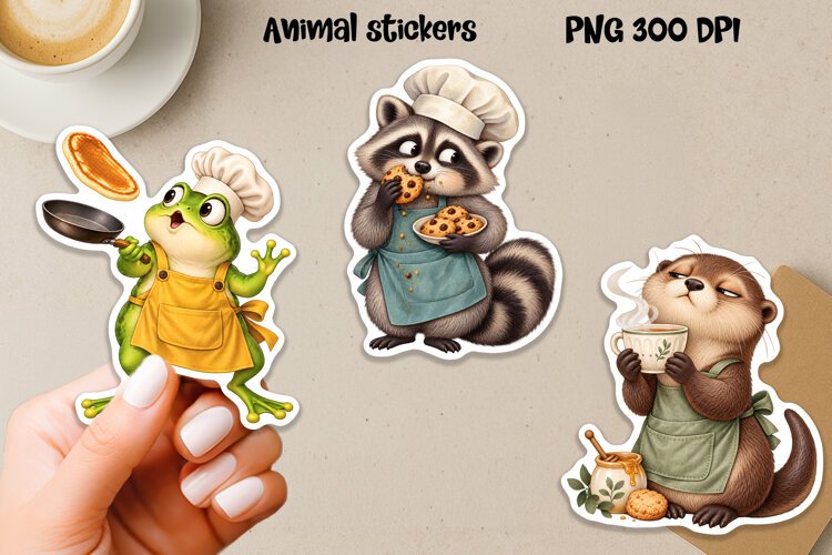 Funny Kitchen Animal Stickers PNG Printable example image 1
