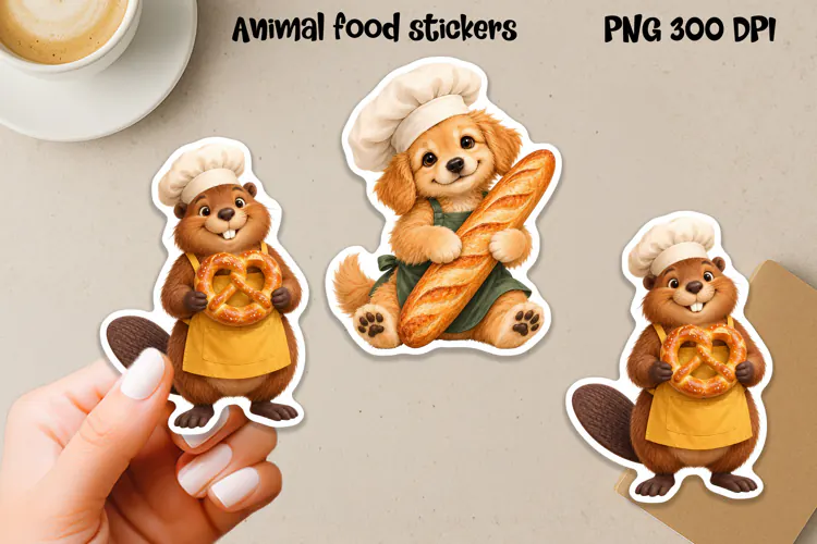 Cute animal food sticker printable