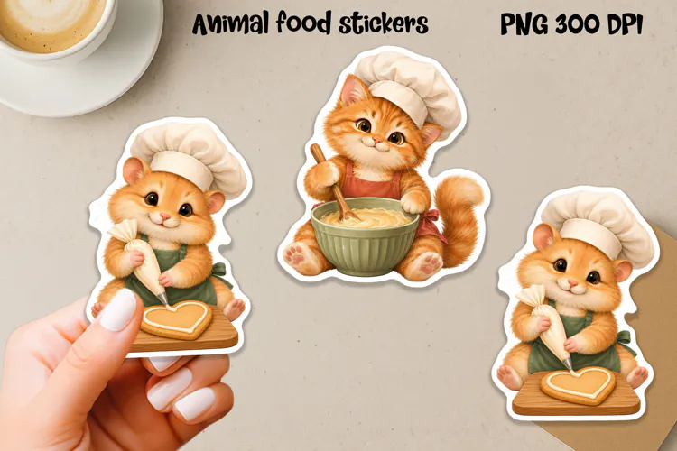 Cute bakery animal food sticker printable