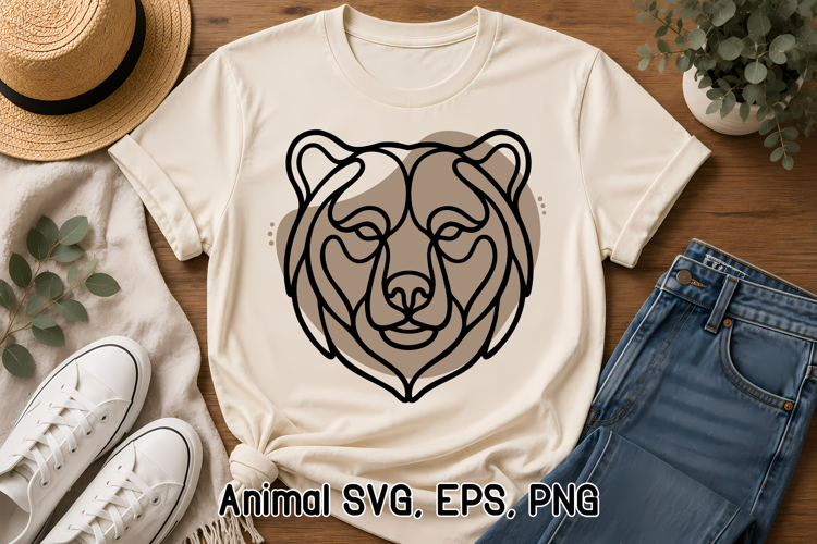 Flow Line Animal SVG Design | Bear SVG Silhouette