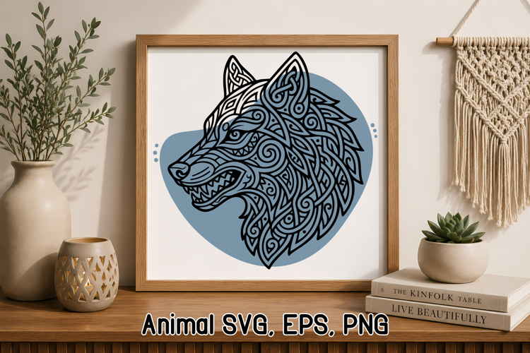Symbolic Tribal Wolf SVG | Retro Wolf Silhouette SVG