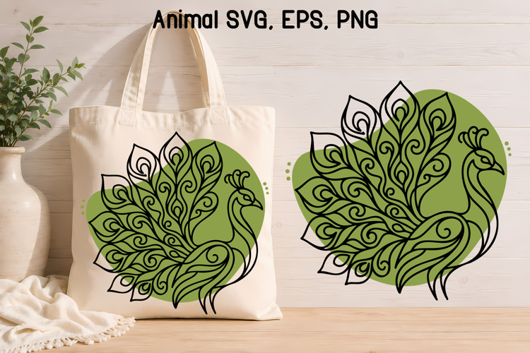 Flow Line Animal SVG Design | Elegant peacock SVG S