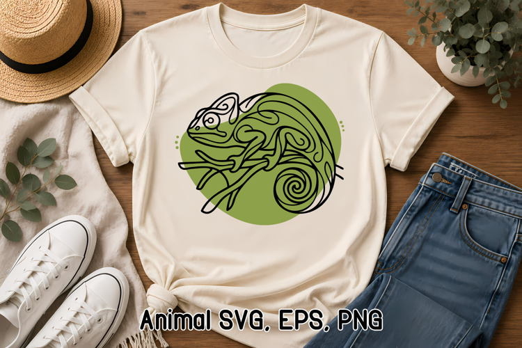 Flow Line Animal SVG Design | Cute chameleon SVG