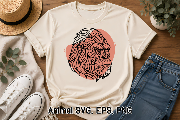 Flow Line Animal SVG Design | Powerful gorilla SVG