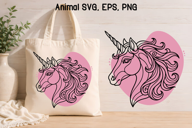 Flow Line Animal SVG Design | Elegant unicorn SVG example image 1