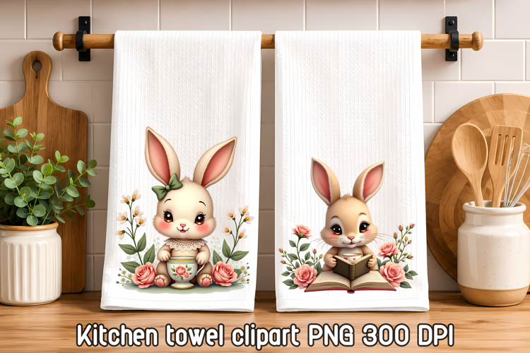 Cute Bunny Floral Clipart PNG | Animal Tea PNG