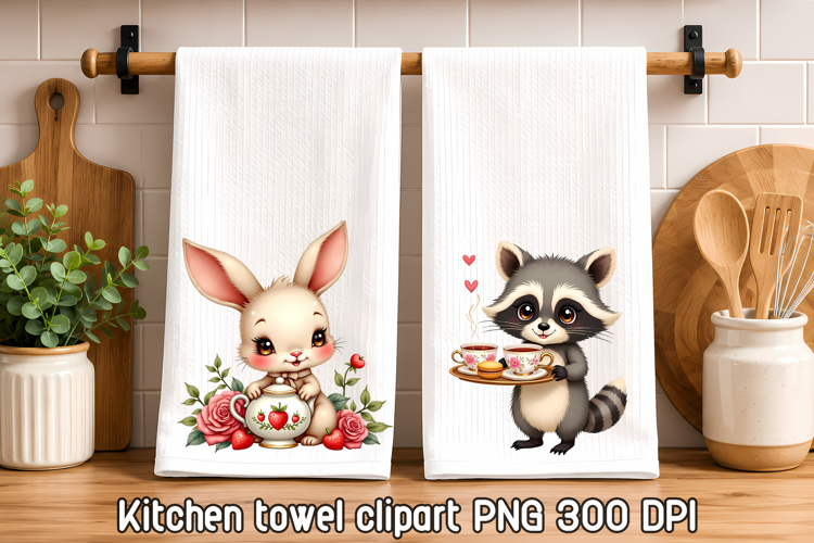 Cute Bunny Raccoon Tea Clipart PNG