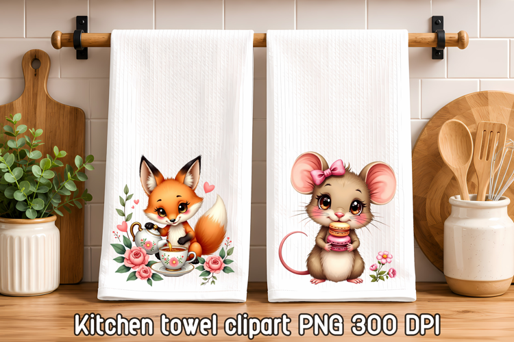 Cute Fox Mouse Tea Party Clipart PNG