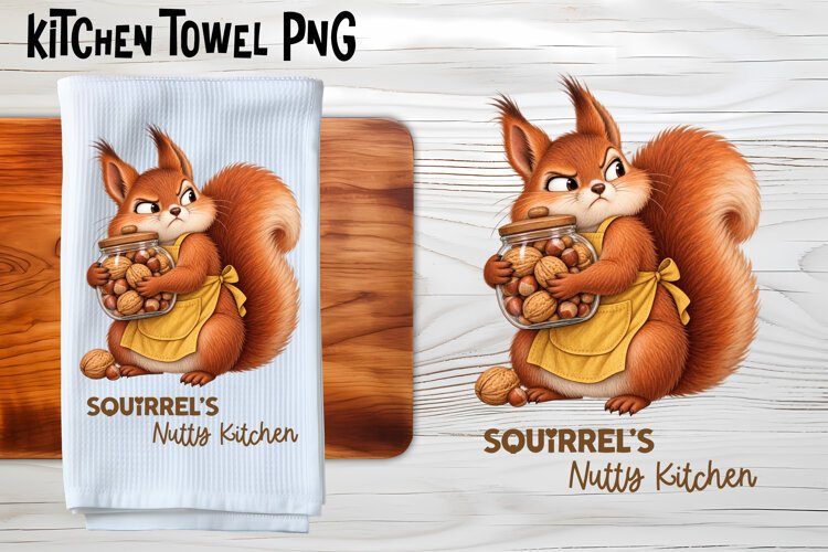 Squirrel Nutty Kitchen Towel Sublimation PNG example image 1