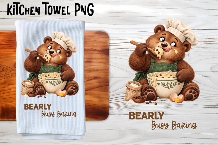 Bearly Busy Baking Kitchen Towel PNG example image 1