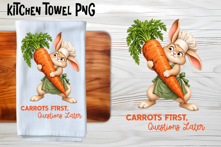 Carrots First Bunny Kitchen Towel PNG
