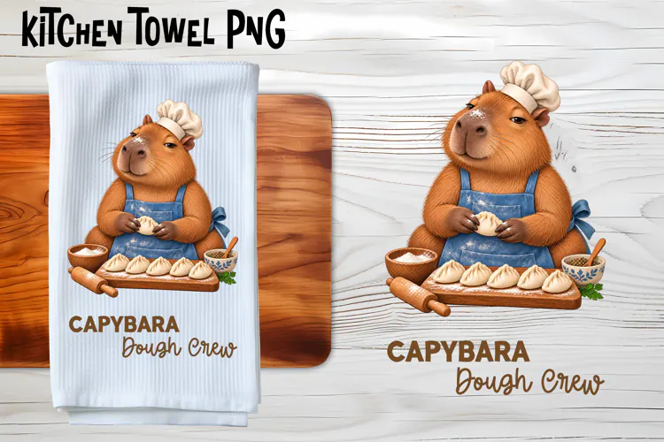 Capybara Dough Crew Kitchen Towel PNG