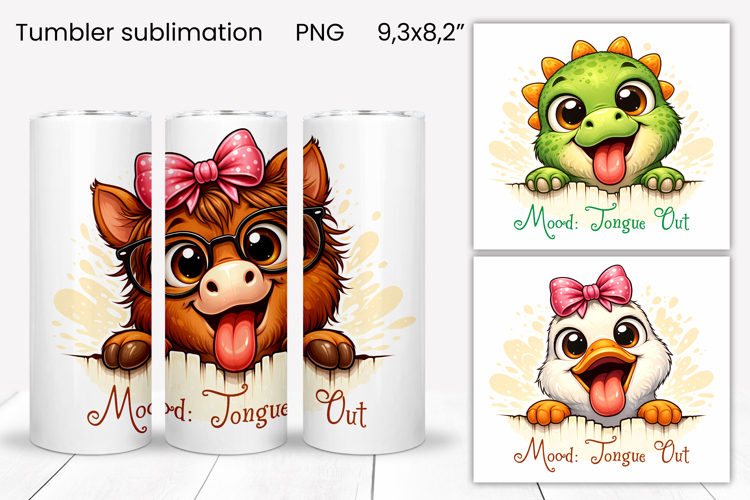 Funny animals sticking out their tongues tumbler wrap