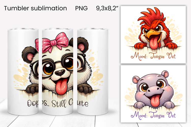 Funny animals sticking out their tongues tumbler wrap