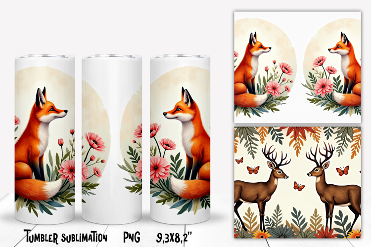 Animal tumbler sublimation | Fox tumbler | Tumbler wrap