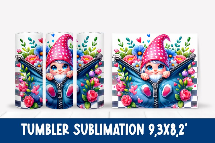 Funny gnome sublimation PNG tumbler wrap