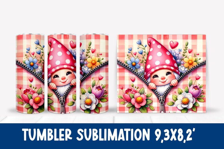 Cute gnome sublimation tumbler wrap design example image 1