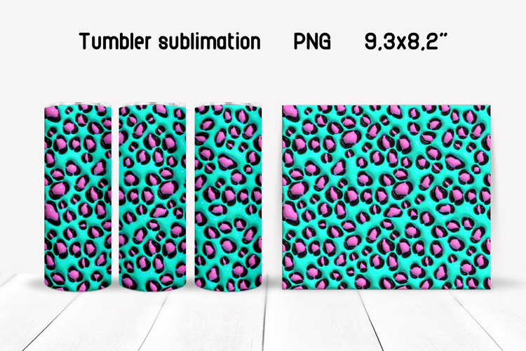 3D Puff Leopard Print Tumbler Wrap PNG | 3D Tumbler Wrap