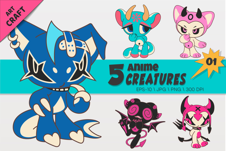 Anime character set 01. Tshirt, PNG.