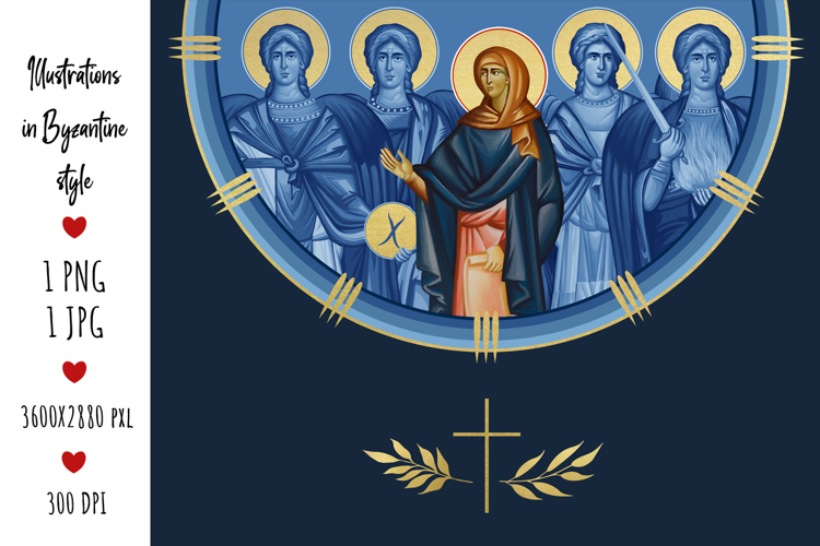 Anna Prophetess and 4 Cardinal Points Christian Illustration