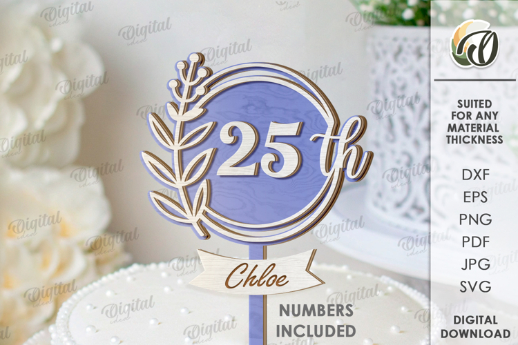 Anniversary Cake Topper Laser Cut. Cake Topper SVG