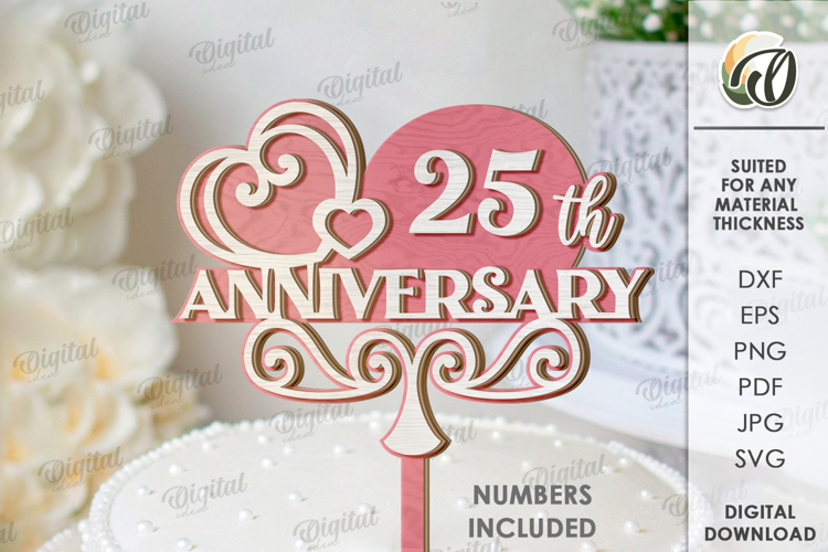 Anniversary Cake Topper Laser Cut. Cake Topper SVG