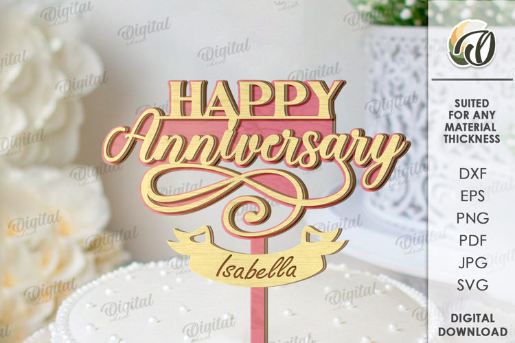 Anniversary Cake Topper Laser Cut. Cake Topper SVG