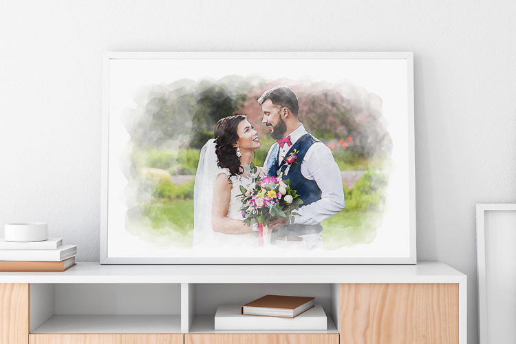 Watercolor Anniversary Gift Art Photo Effect