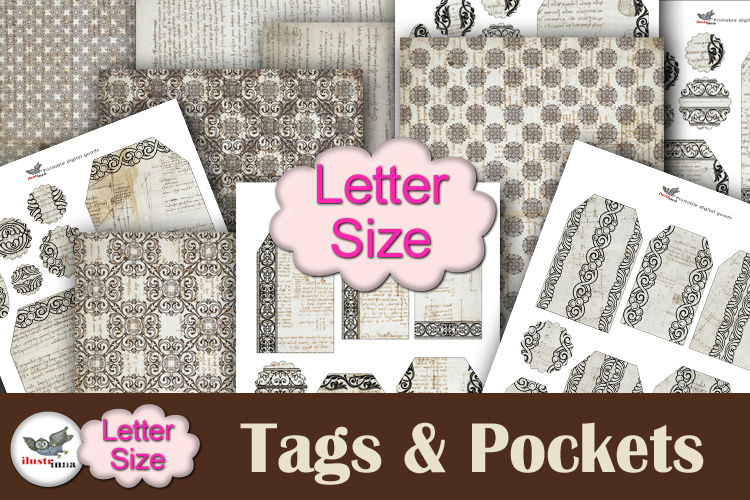 Leonardo Da Vinci Tags & Pockets Junk Journal Kit Letter