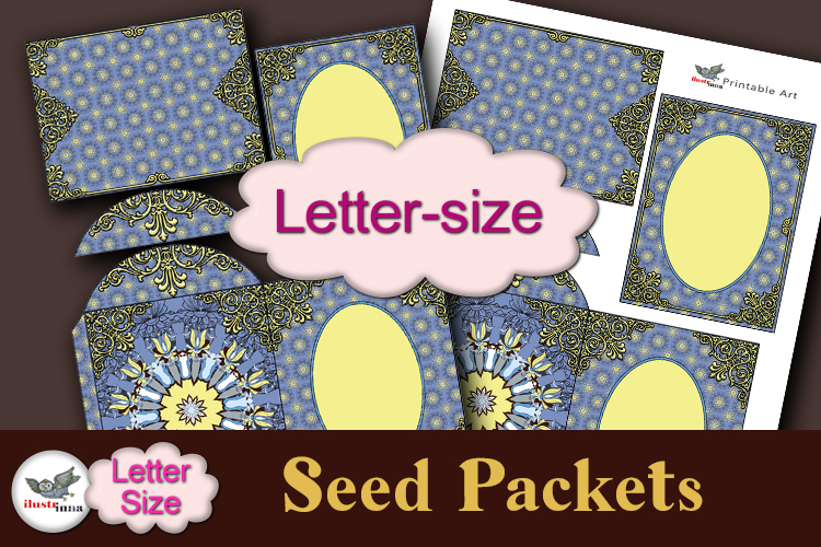 Blue Vintage Seed Packet Printable Template Letter Size
