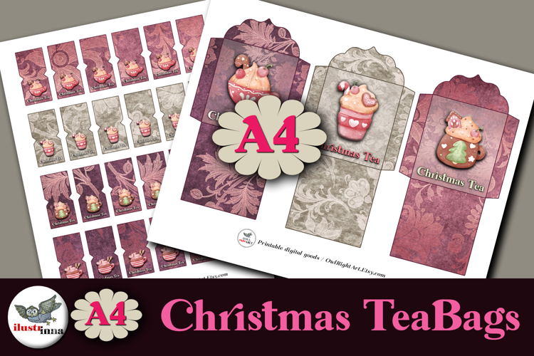 Christmas Tea Bag Holders Printable Tags A4