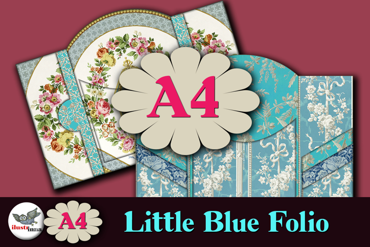 Blue Folio Junk Journal Kit A4 Printable Ephemera
