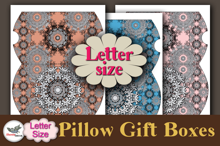 Silver Mandala Pillow Box Template Kit Vol.2 Letter